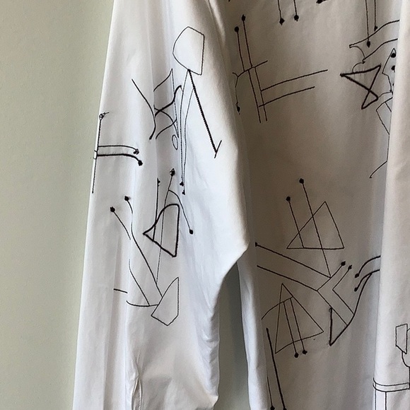 Lafayette 148 New York White with Black Design Tunic - Picture 7 of 11